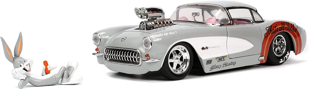 Looney Tunes 1:24 1957 Chevrolet Corvette Die-cast Car & 2.75" Bugs Bunny Figure, Toys for Kids and Adults