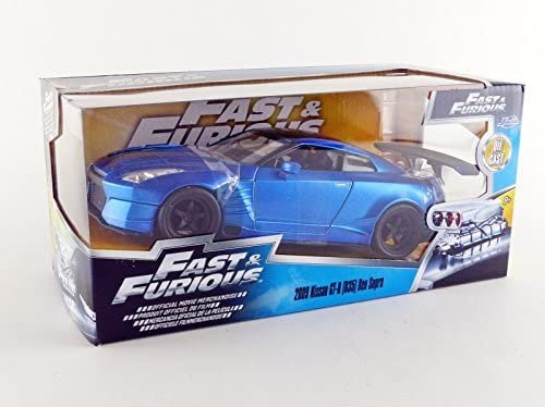 Jada Toys Fast & Furious 1:24 2009 Brian's Nissan GT-R R35 Ben Sopra Die-cast Car, Toys for Kids and Adults Blue