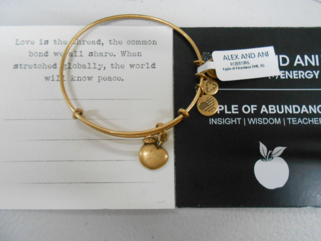 Alex and Ani Women's Apple Of Abundance Charm Bangle Russian Gold Finish Bracelet