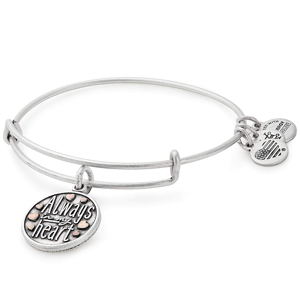 Alex and Ani Always In My Heart Charm Bangle Bracelet - Rafaelian Silver Finish