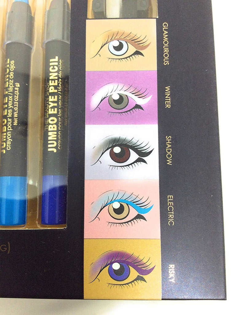 Forever Beauty Eyeliner Eyeshadow Jumbo Pencil Makeup 5-Pack Premium Quality With Sharpener