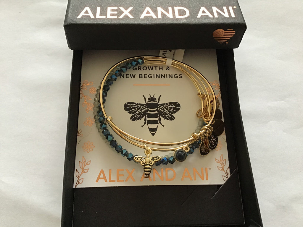 Alex and Ani Honey Bee Duo Charm Set of 3 Bangle Bracelet