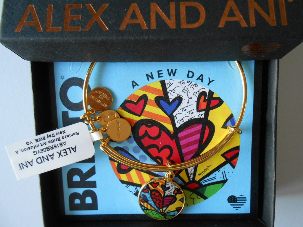 Alex and Ani Art Infusion Necklace Charm | Romero Britto (Gold-A New Day)