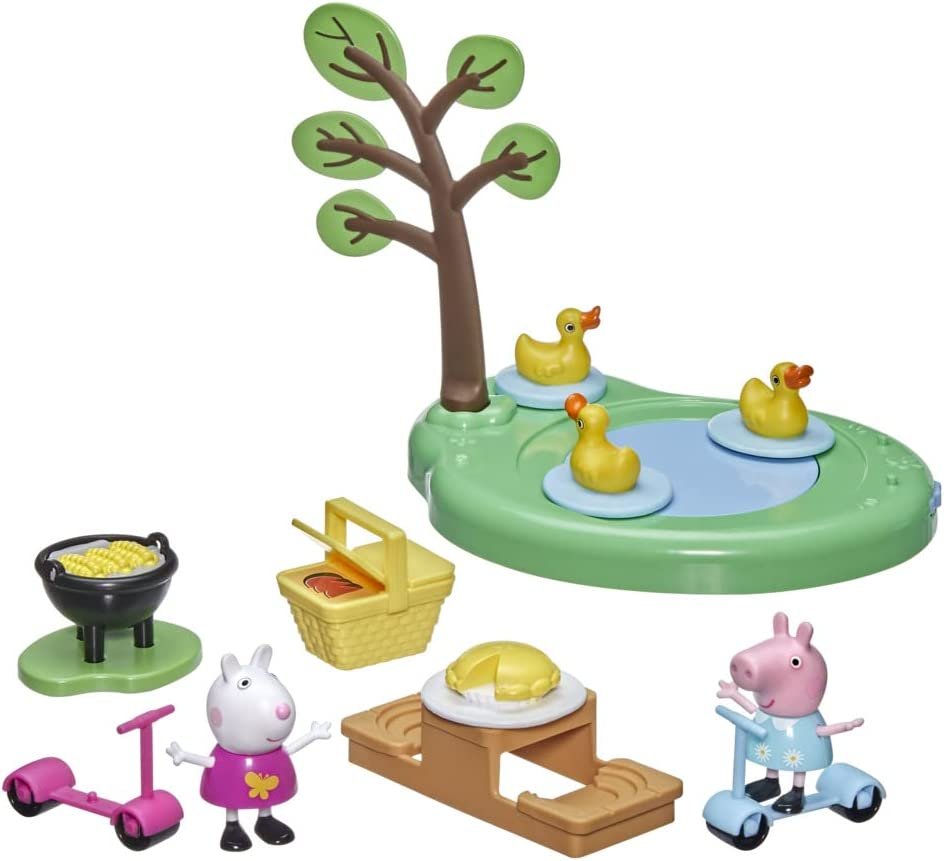 Peppa Pig Peppa's Adventures Peppa's Picnic Playset, Preschool Toy with 2 Figures and 8 Accessories, for Ages 3 and Up