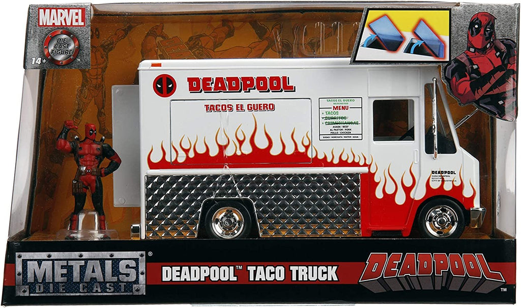 Marvel Deadpool & Taco Truck Die-cast Car, 1:24 Scale Vehicle, 2.75Collectible Figurine