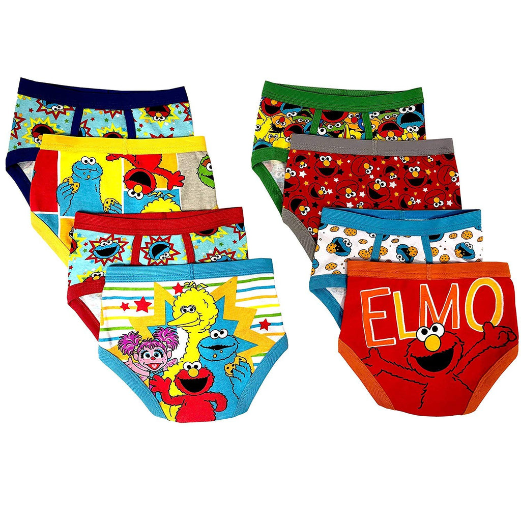 Sesame Street Elmo Boys Underwear - 8-Pack Toddler/Little Kid/Big Kid Size Briefs Cookie Monster Big Bird Oscar