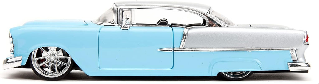 Big Time Muscle 1:24 1955 Chevrolet Bel-Air Die-Cast Car, Toys for Kids and Adults(Light Blue)