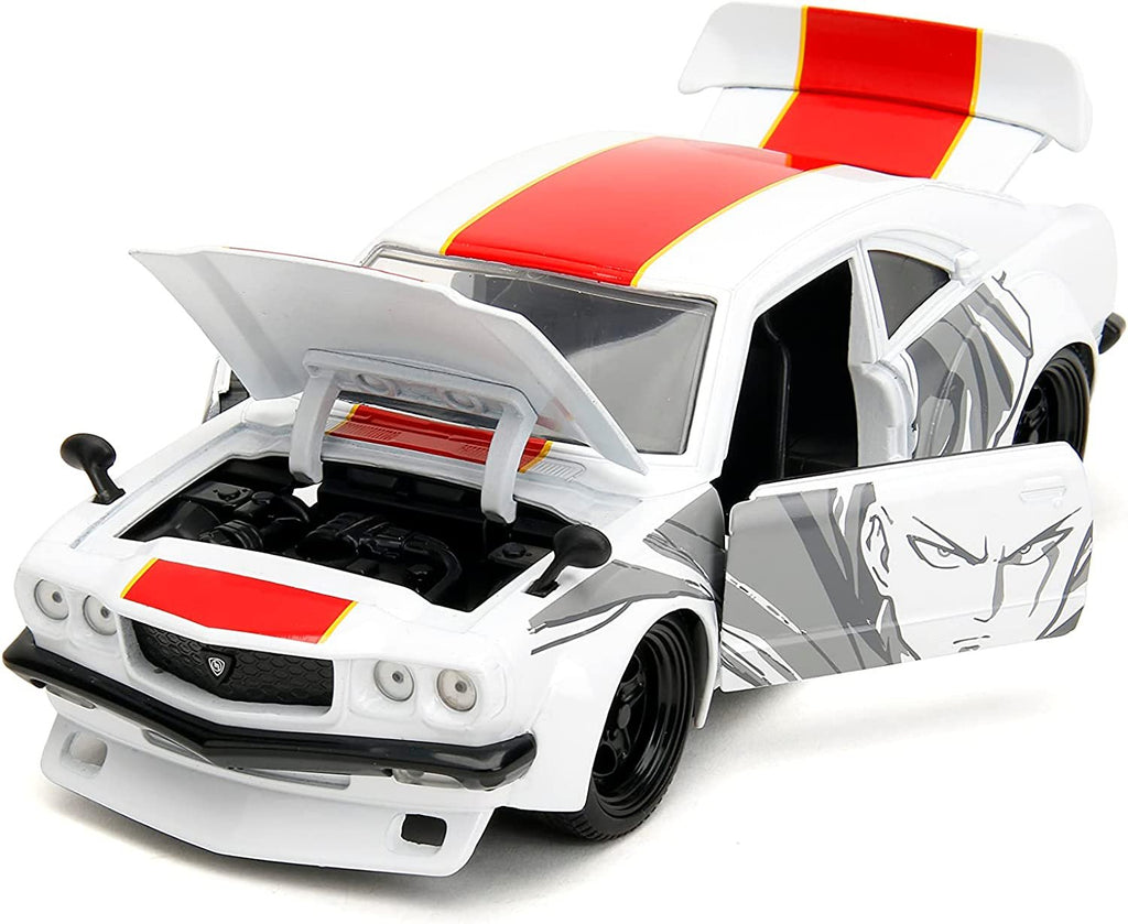 One Punch Man 1:24 1974 Mazda RX-3 Die-cast Car & 2.75" Saitama Figure, Toys for Kids and Adults