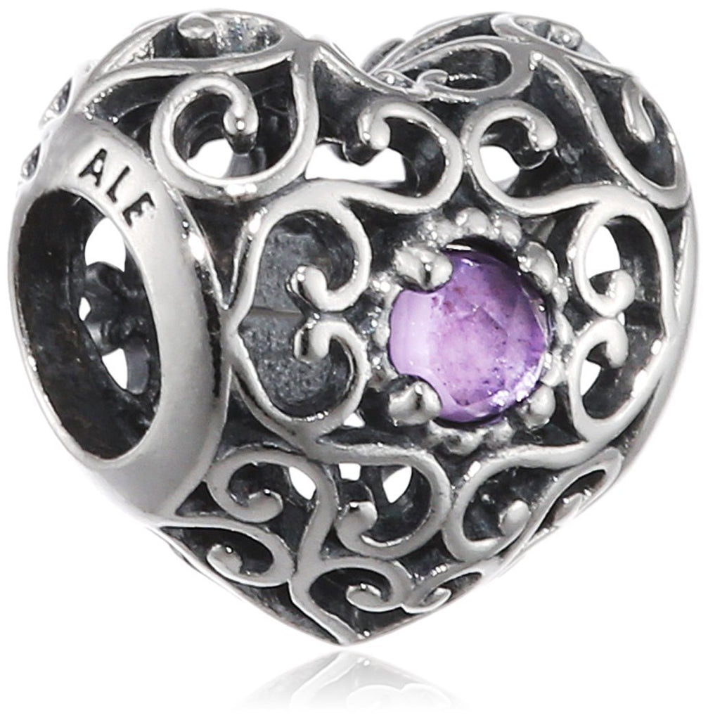 Pandora 791784sam February Signature Heart Synthetic Charm