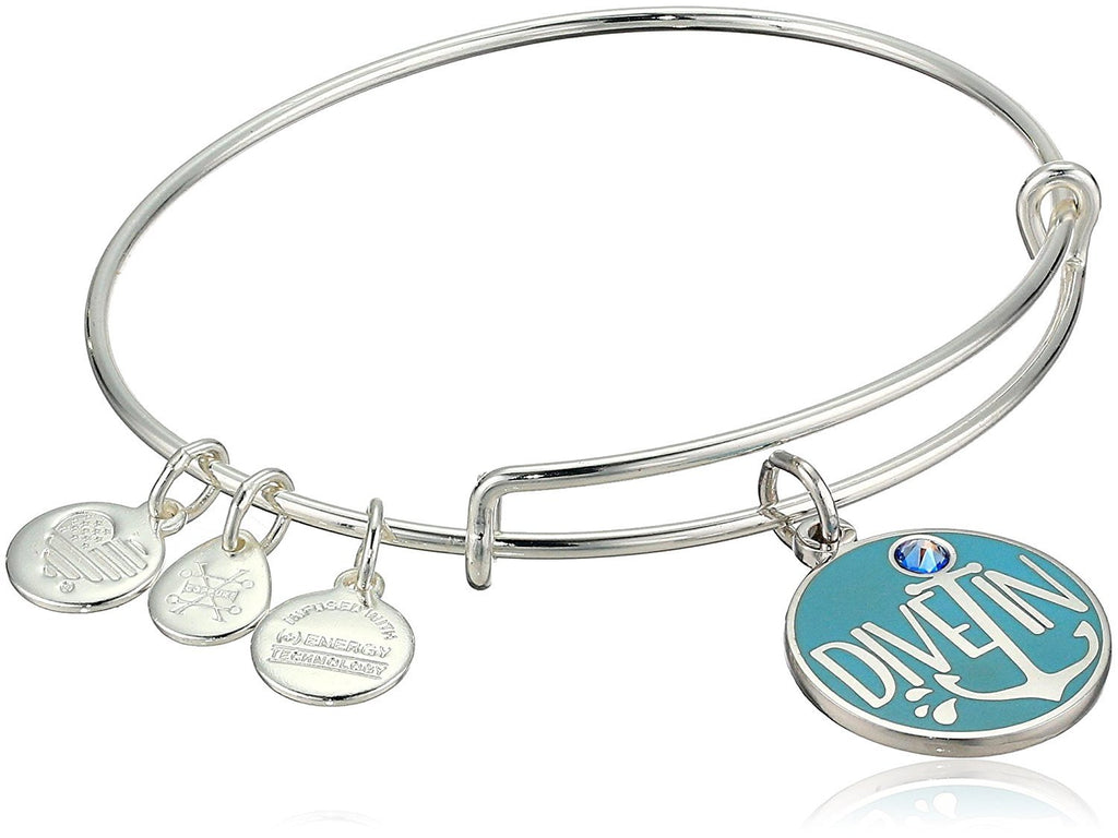 Alex and Ani Women's Color Infusion, Words Are Powerful, Dive In Bracelet, Shiny Silver, Expandable