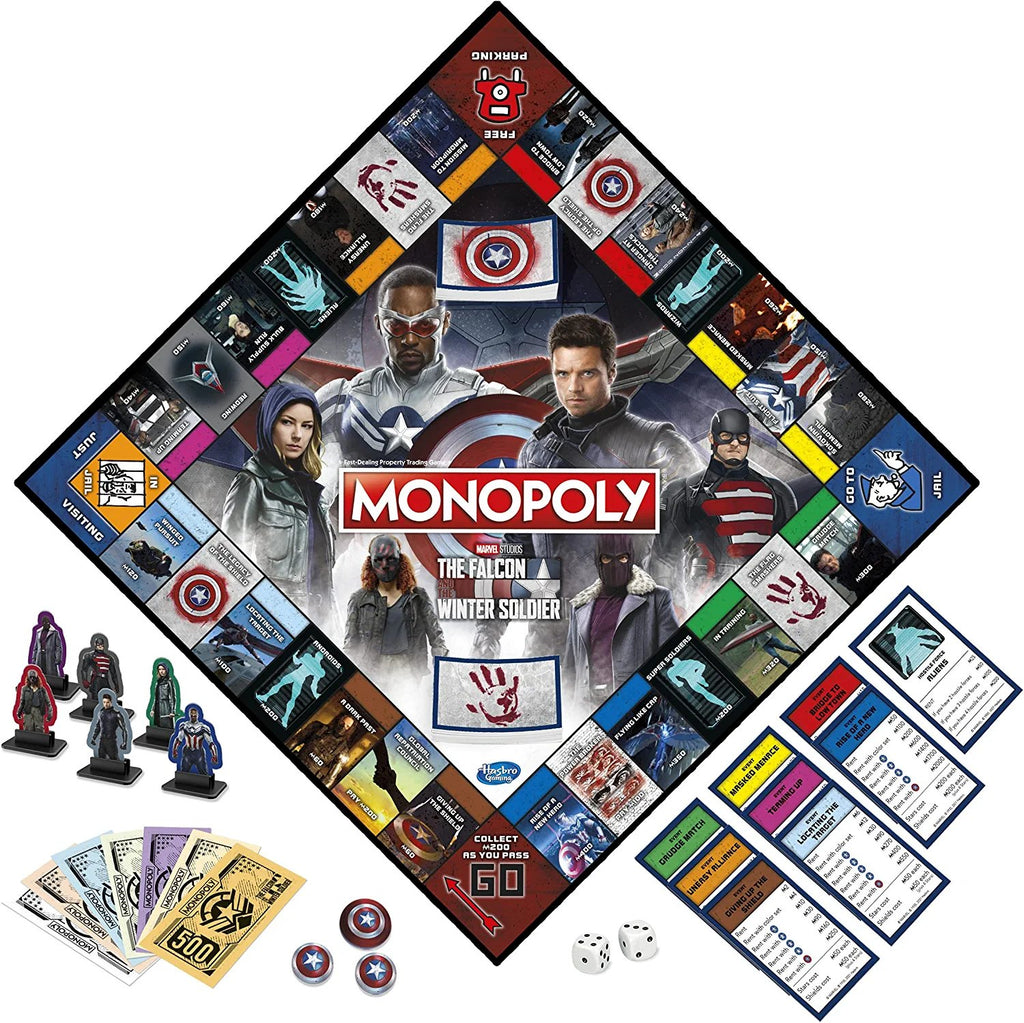MONOPOLY: Marvel Studios' The Falcon and The Winter Soldier Edition Board Game for Marvel Fans, Game for 2-6 Players for Ages 14 and Up