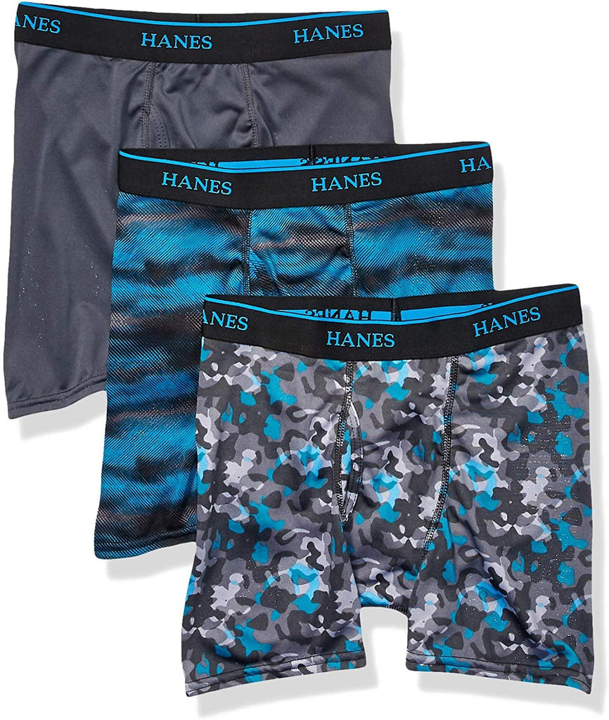 Hanes Ultimate Men's Big Boys' X-Temp Printed Boxer Brief 3-Pack