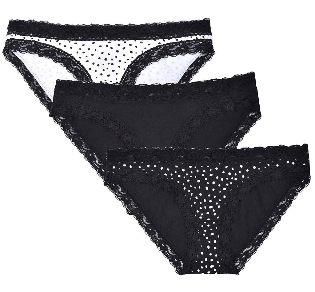 Donna L'oren Women's Bikini Panties Floral Lace Trim 3-Pack Sizes S-XL