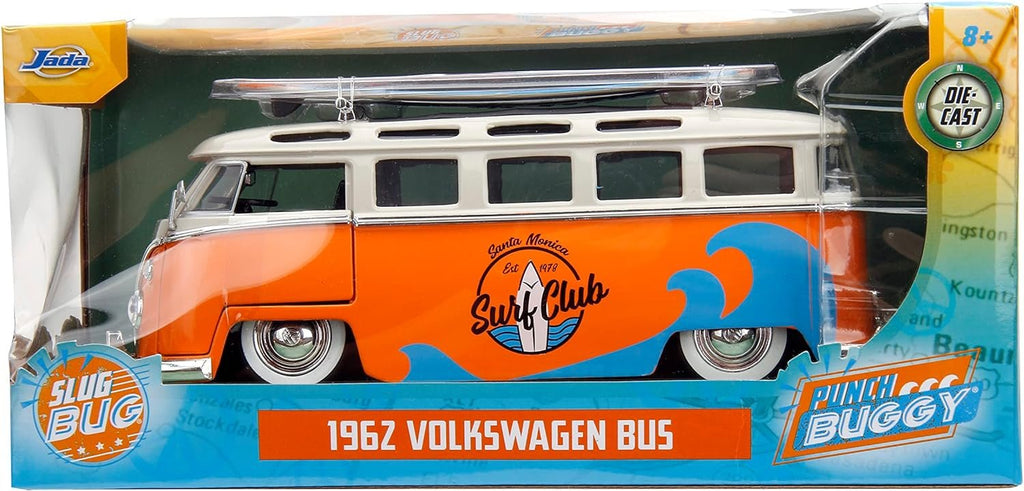 Punch Buggy Slug Bug 1:24 1962 Volkswagen Bus Die-Cast Car, Toys for Kids and Adults