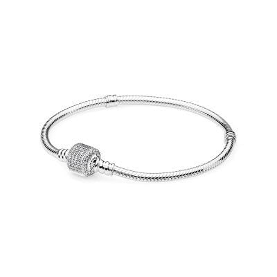 Pandora 590723cz Barrel Clasp Bracelet with Clear CZ 7.1"