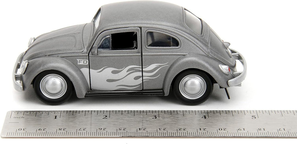 Punch Buggy 1:32 Scale 1959 Volkswagen Beetle Die-cast Car with Mini Gloves Accessory (Grey), Toys for Kids and Adults