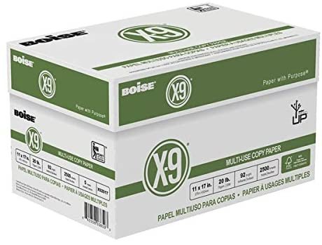 Boise® X-9® Multiuse Copy Paper, Ledger Paper Size, 92 Brightness, 20 Lb, FSC® Certified, White, 500 Sheets Per Ream, Case Of 5 Reams