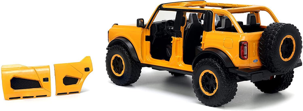 Jada Toys Just Trucks 1:24 2021 Ford Bronco Die-cast Car Orange with Tire Rack, Toys for Kids and Adults