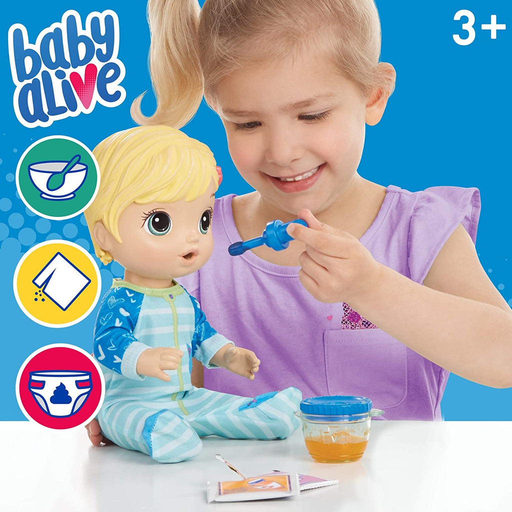 Baby Alive Mix My Medicine Baby Doll, Kitty-Cat Pajamas, Drinks and Wets, Doctor Accessories, Blonde Hair Toy for Kids Ages 3 and Up