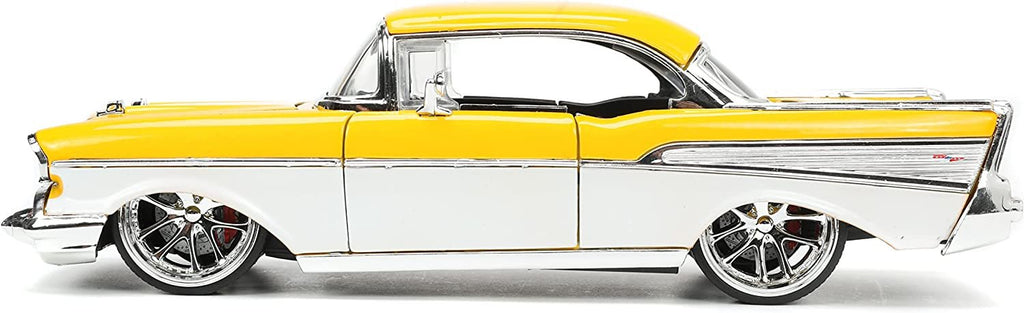 Big Time Muscle 1:24 1957 Chevy Bel-Air Die-cast Car Yellow, Toys for Kids and Adults