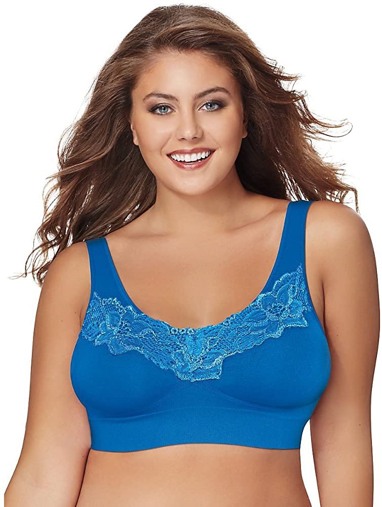 JUST MY SIZE Pure Comfort Wirefree Bra with Lace Trim & Back Close (1271)