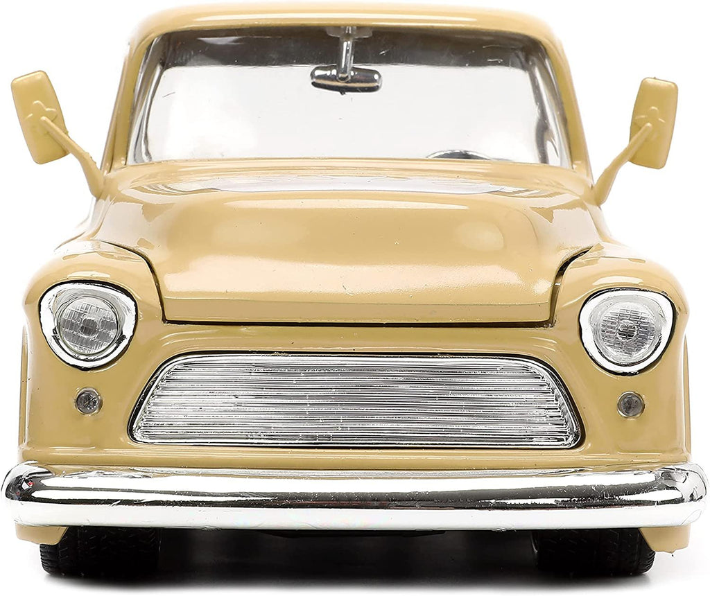 Jada Toys Just Trucks 1:24 1955 Chevy Stepside Pickup Die-cast Car Tan with Tire Rack, Toys for Kids and Adults (26144)