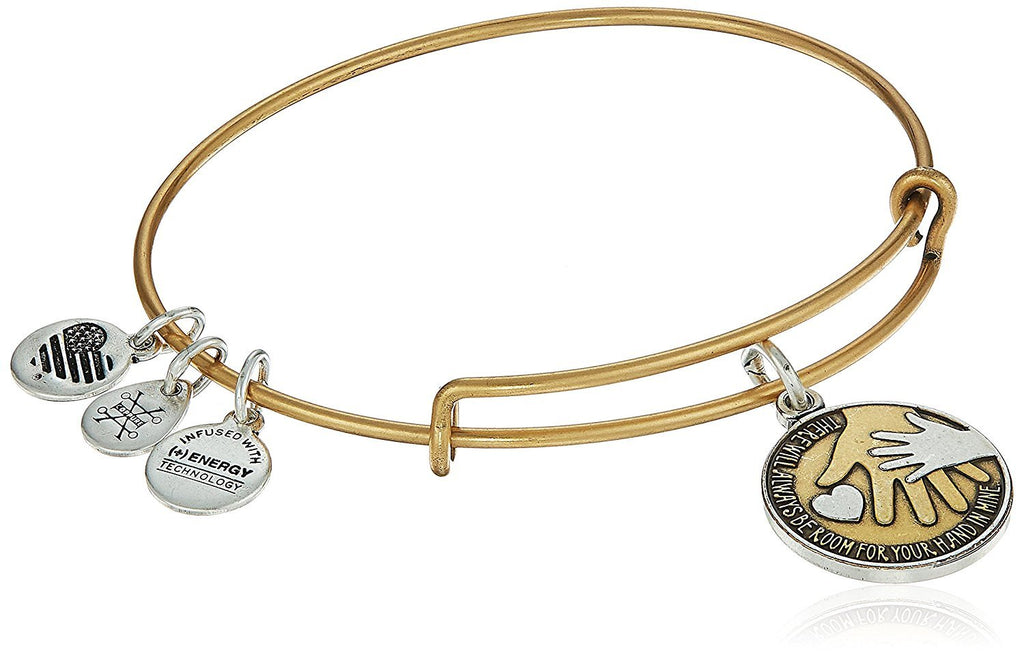 Alex and Ani Women's Hand in Hand II, Two Tone EWB Bangle Bracelet, Rafaelian Gold, Expandable