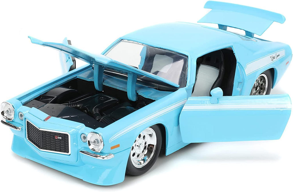 1971 Chevy Camaro Z/28 Light Blue with White Stripes Bigtime Muscle Series 1/24 Diecast Model Car by Jada 34201
