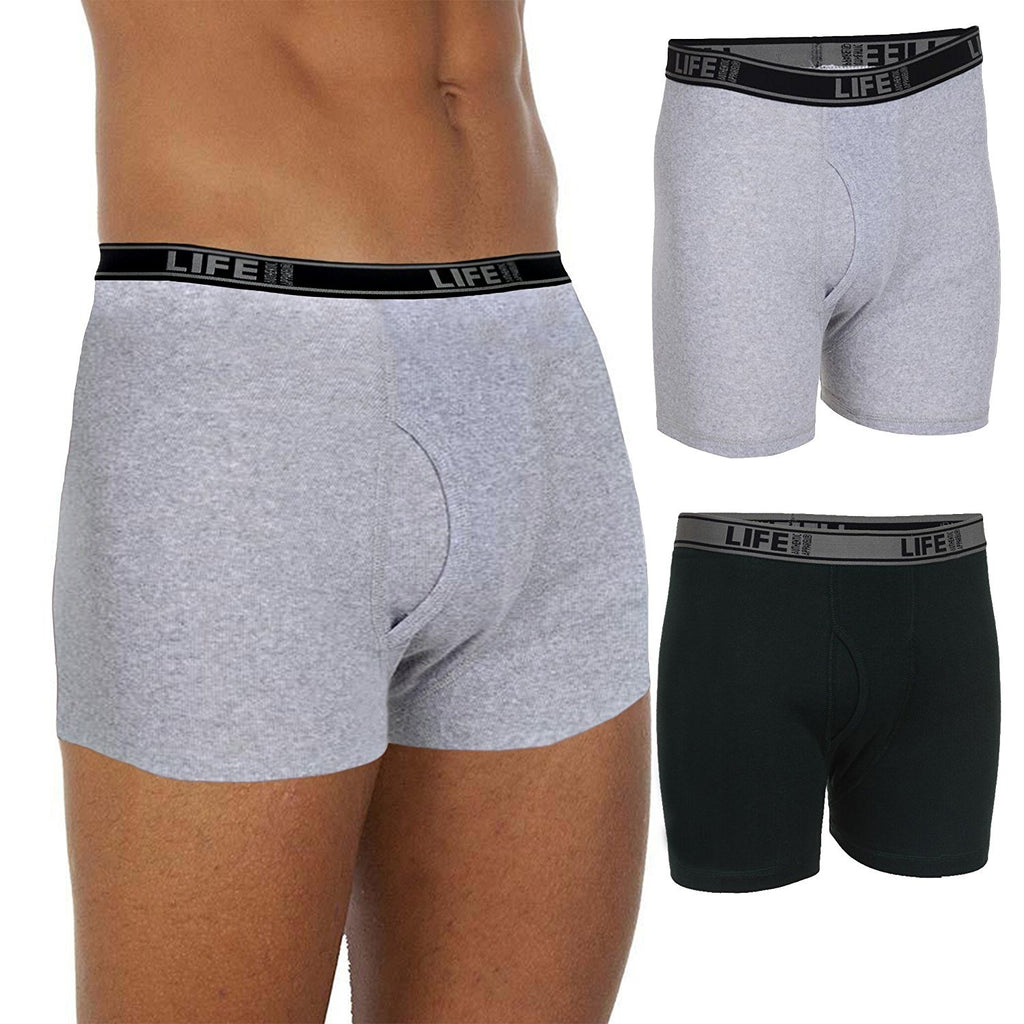 Life Men's 12 Pack Sexy Comfortable Breathable Soft Boxer Briefs 100% Cotton Underwear For Men