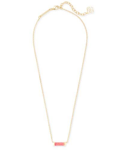 Kendra Scott Rufus Bar Pendant Necklace in Hot Pink Kyocera Opal and Gold