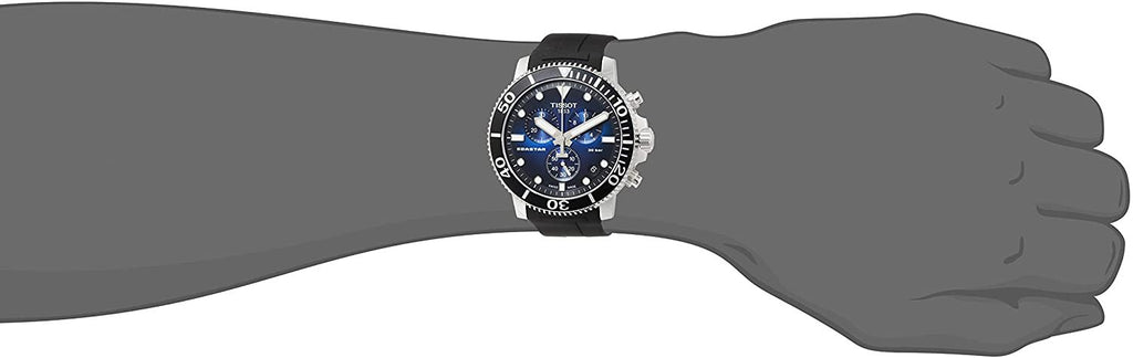 Tissot Men's Seastar 660/1000 Stainless Steel Swiss Quartz Rubber Strap, Black, 22 Casual Watch (Model: T1204171704100)