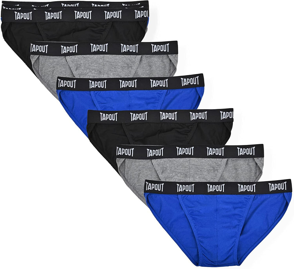 Tapout Men's String Bikinis - 6-Pack Essential Cotton Assorted Colors No Fly S-5X