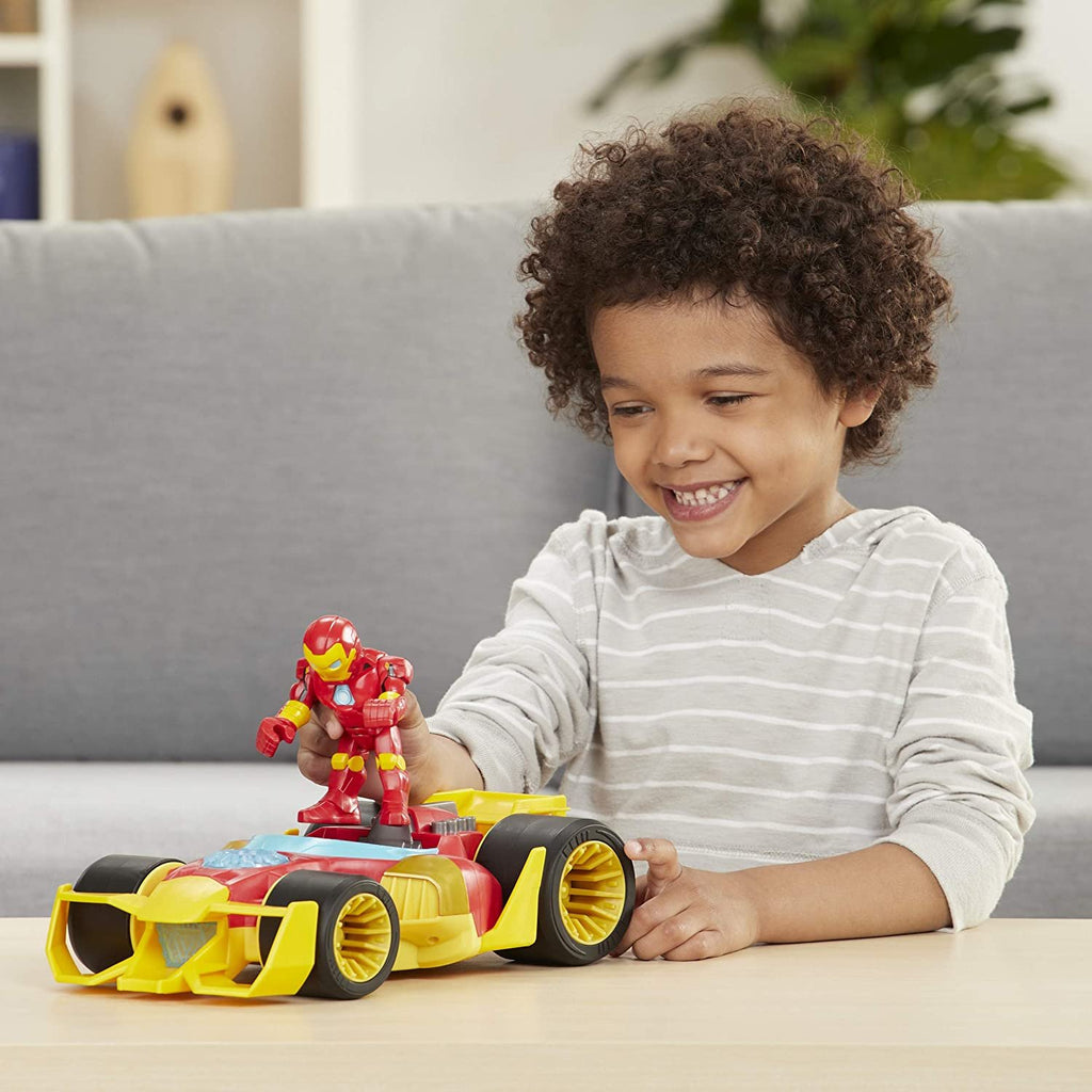 Super Hero Adventures Playskool Heroes Marvel Iron Man Speedster, 5-Inch Figure and Vehicle Set, Collectible Toys for Kids Ages 3 and Up