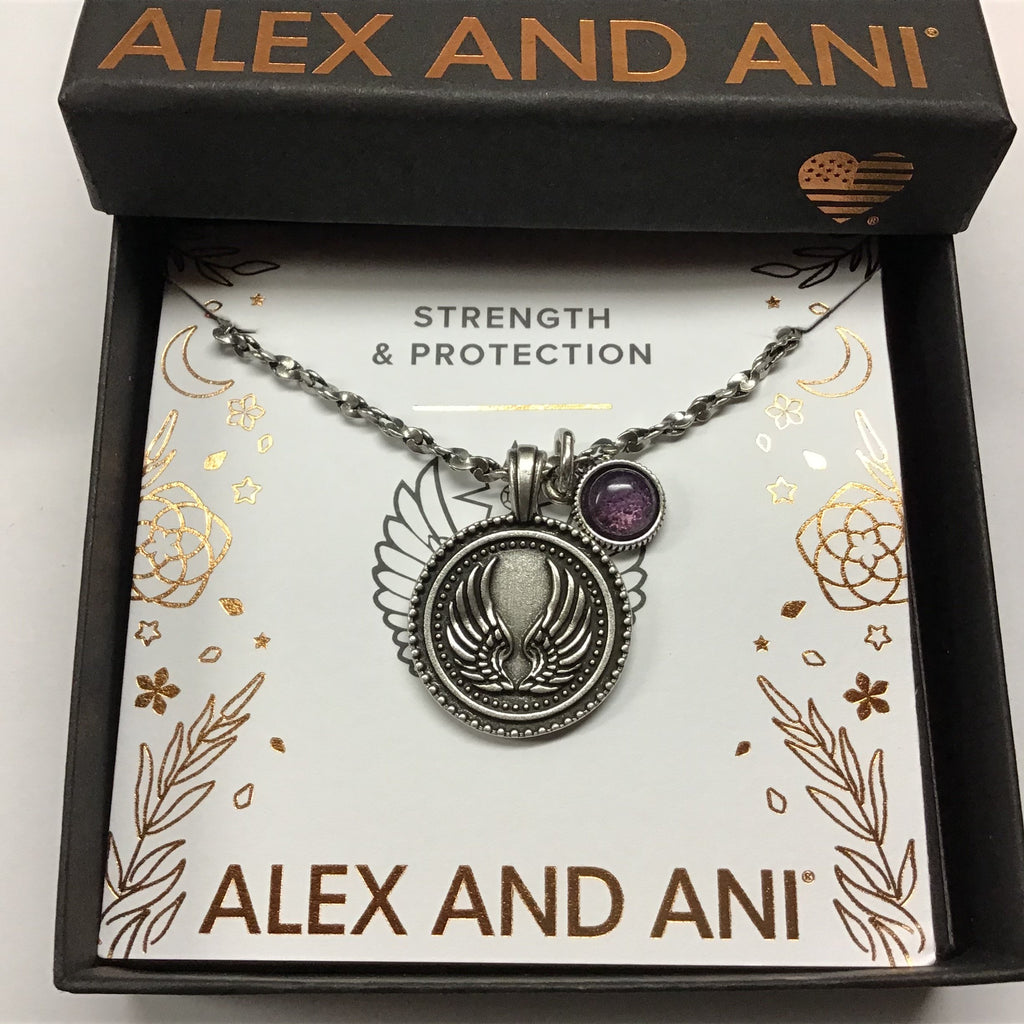 Alex and Ani Guardian Angel Duo Charm Adjustable Necklace Silver One Size, Rafaelian Silver (A20ENGA33RS)