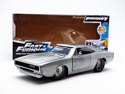 Fast & Furious 1:24 Dom's 1968 Dodge Charger R/T Die-cast Car Bare Metal, Toys for Kids and Adults, 97336