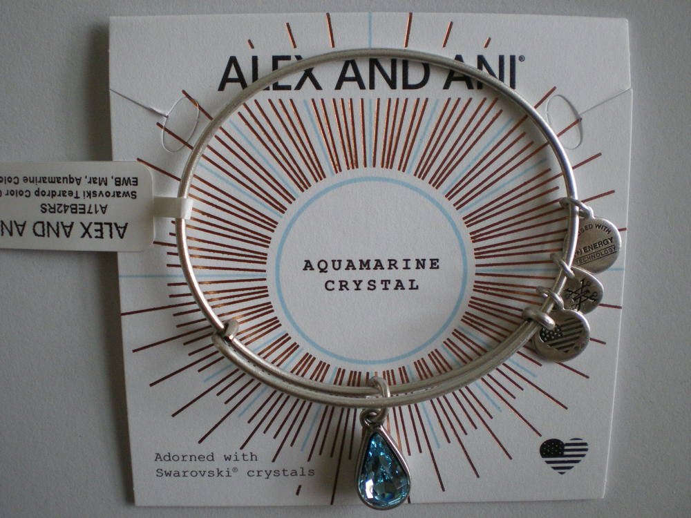 Alex and Ani Womens Swarovski Teardrop Color Code Bangle September/Rafaelian Gold/Sapphire
