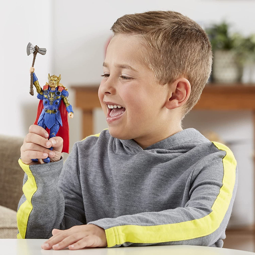 Marvel Studios' Thor: Love and Thunder Thor Toy, 6-Inch-Scale Deluxe Action Figure with Action Feature, Marvel Toys for Kids Ages 4 and Up