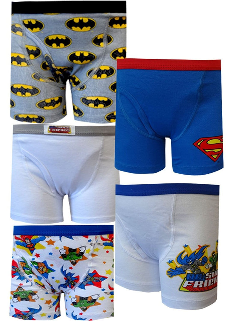 DC Superfriends Little Boys' 5 Pack Boxer Briefs Batman Superman Size 2T/3T & 4T