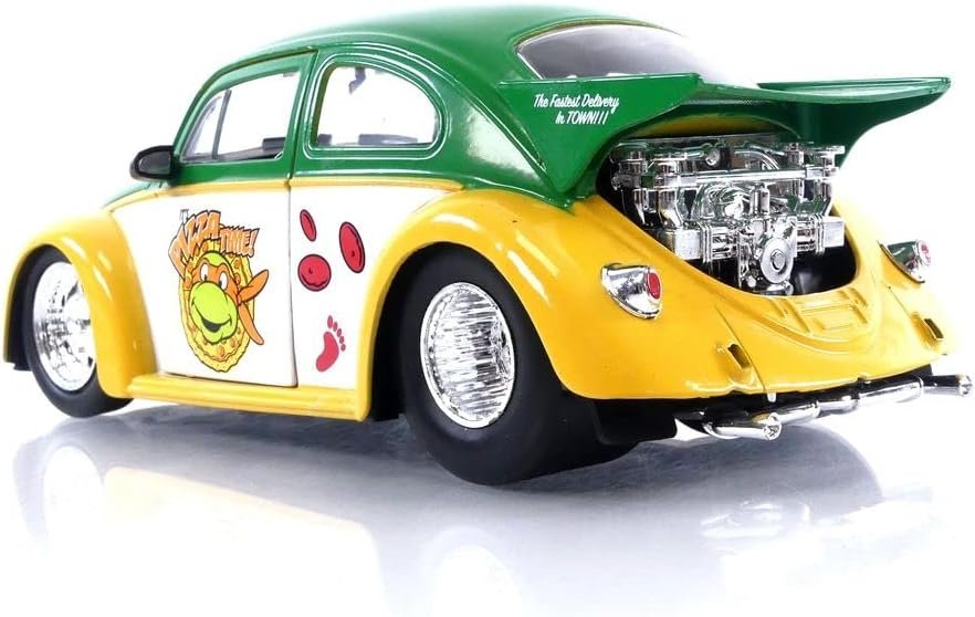 Jada Teenage Mutant Ninja Turtles 1:24 1959 Volkswagen Drag Beetle Die-cast Car & 2.75" Michelangelo Figure, Toys for Kids and Adults (33741)