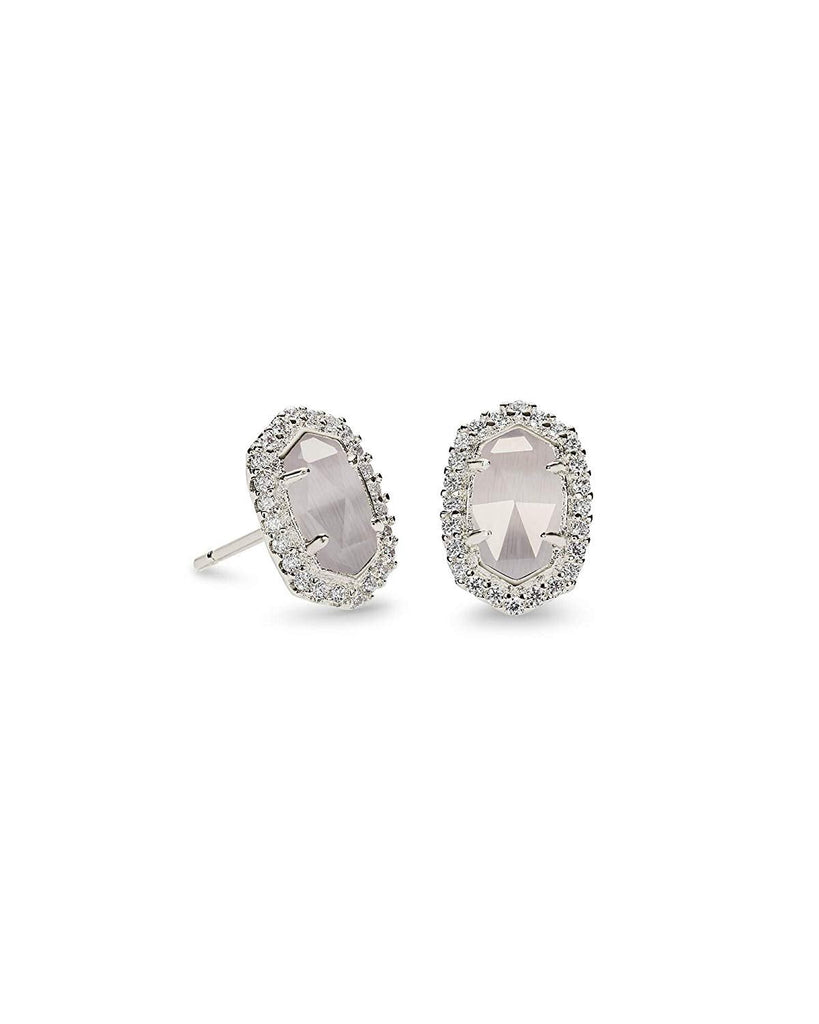 Kendra Scott Cade Stud Earrings in Slate CZ and Rhodium Plated