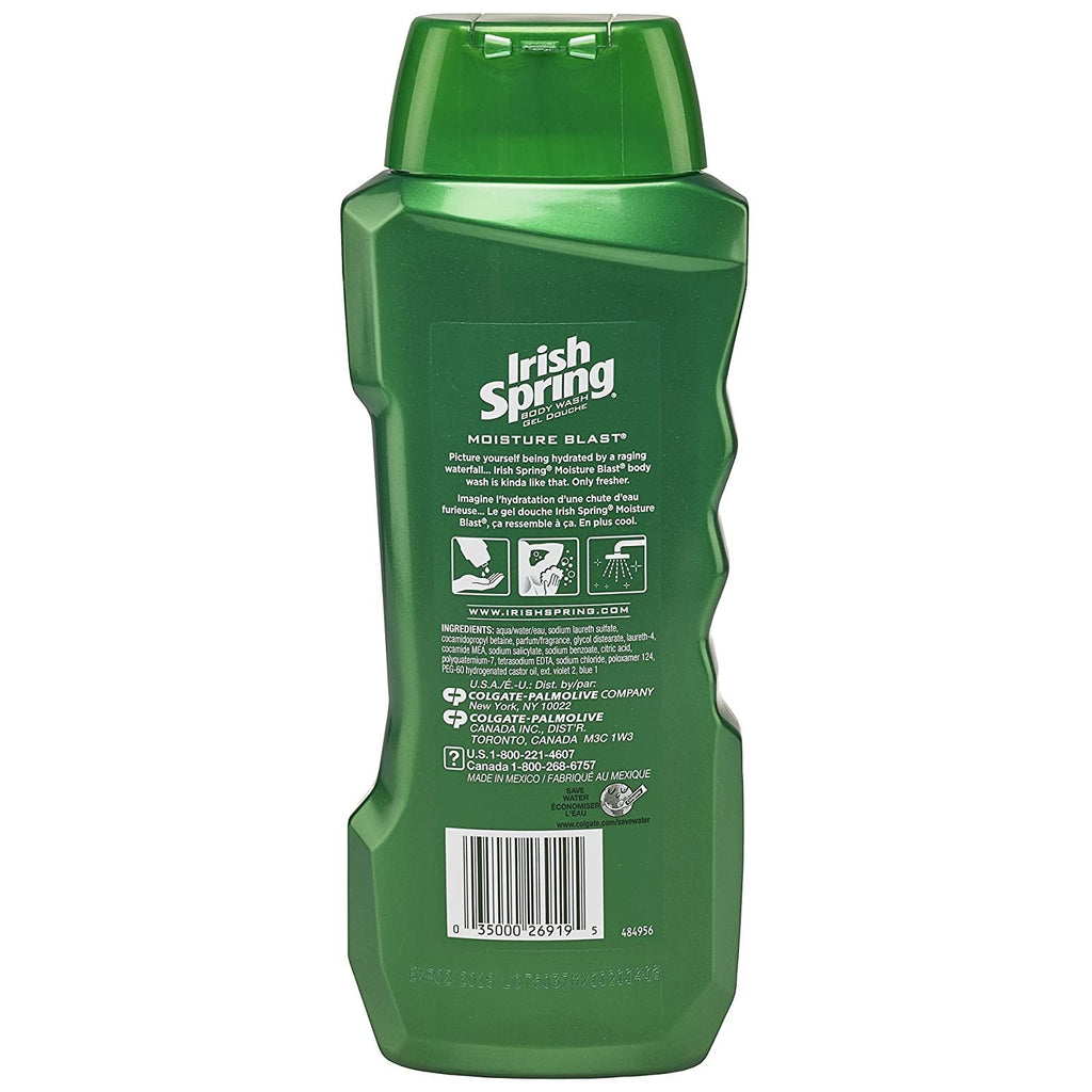 Irish Spring Moisture Blast Moisturizing Body Wash - 18 Fluid Ounce (Pack of 6)