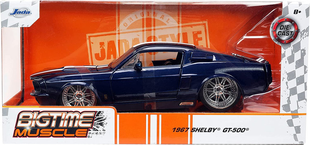 1967 Shelby GT500 Dark Blue Metallic with White Stripes Bigtime Muscle Series 1/24 Diecast Model Car by Jada 33865