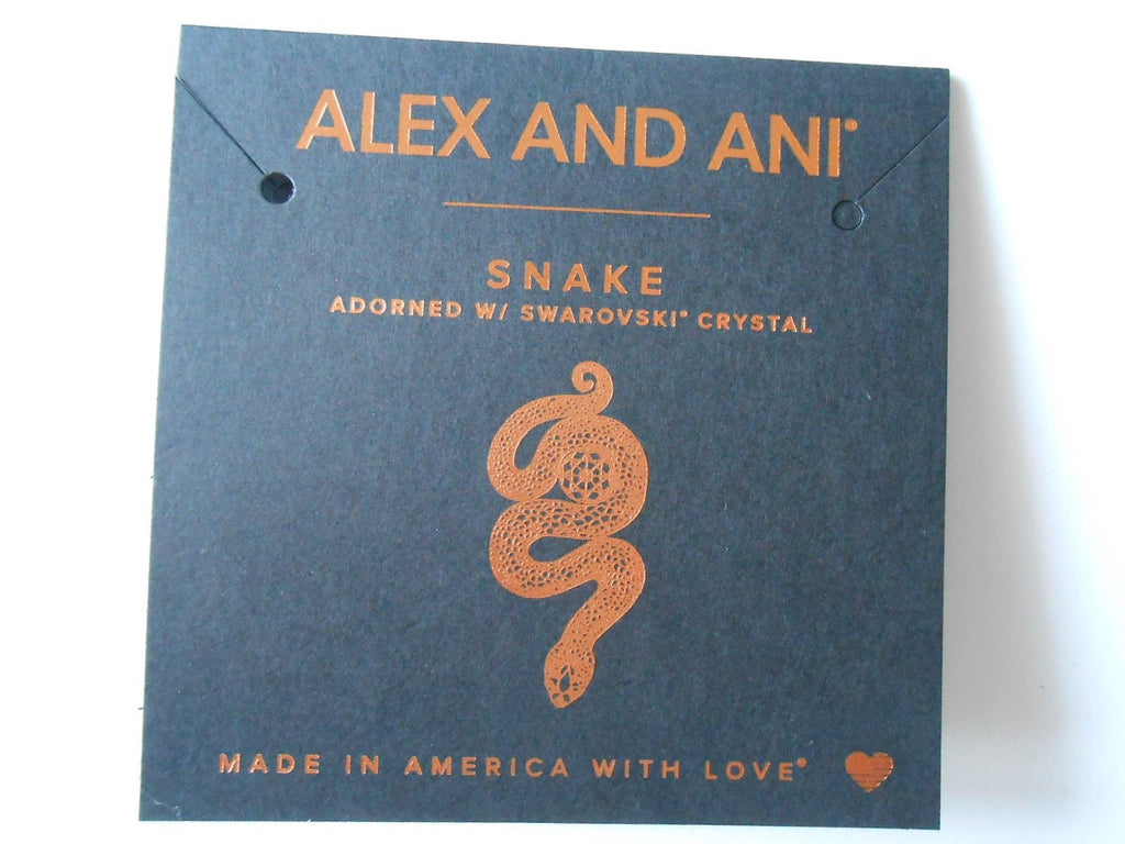 Alex and Ani "Path of Symbols" Snake with Crystal Expandable Wire Bangle Charm Bracelet