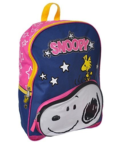 Peanuts Snoopy Front Pocket with Woodstuck Kids 16" School Backpack Bag