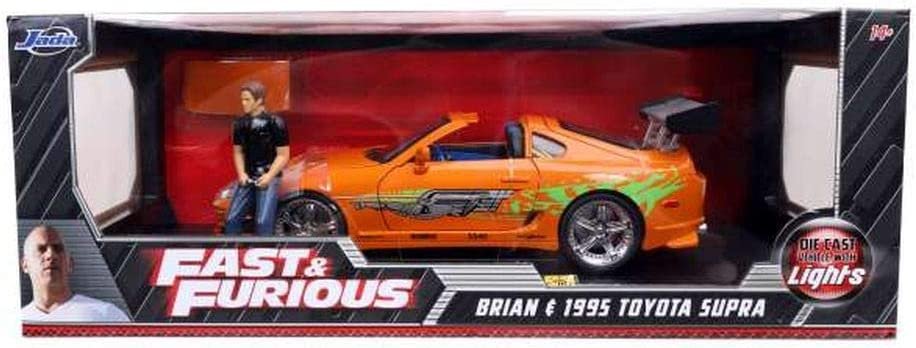 Fast & Furious 1:18 Toyota Supra Die-cast Car & 3" Brian Figure, Toys for Kids and Adults