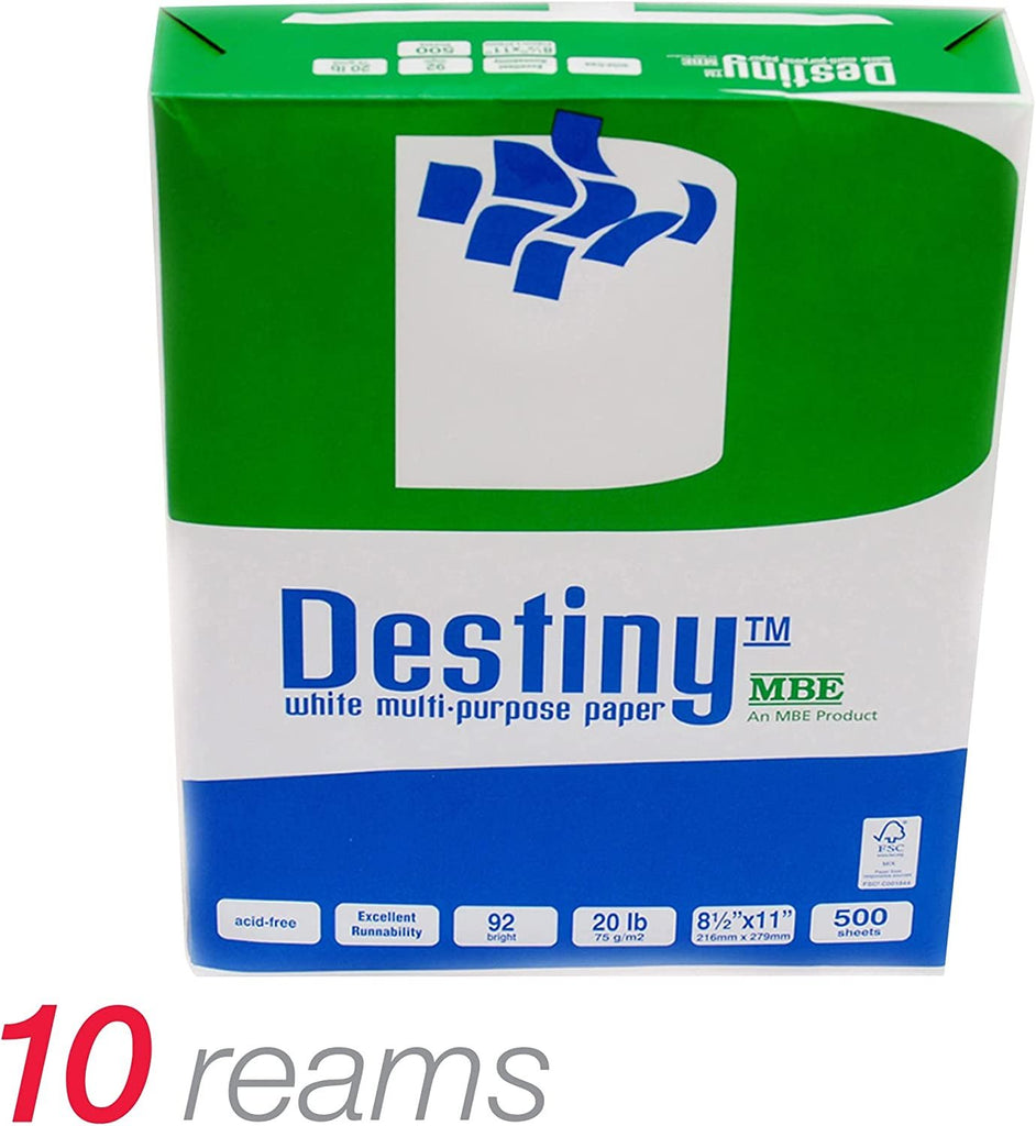 Destiny™ Multipurpose Copy Paper, Letter Size Paper, 20 Lb, 500 Sheets Per Ream, Case Of 10 Reams