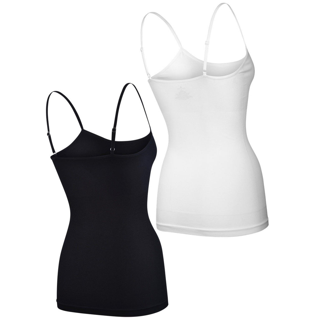 Donna Loren Women's Adjustable Spaghetti Strap Body Shaping Tank Top Camisole Shapewear, 2-Piece Set
