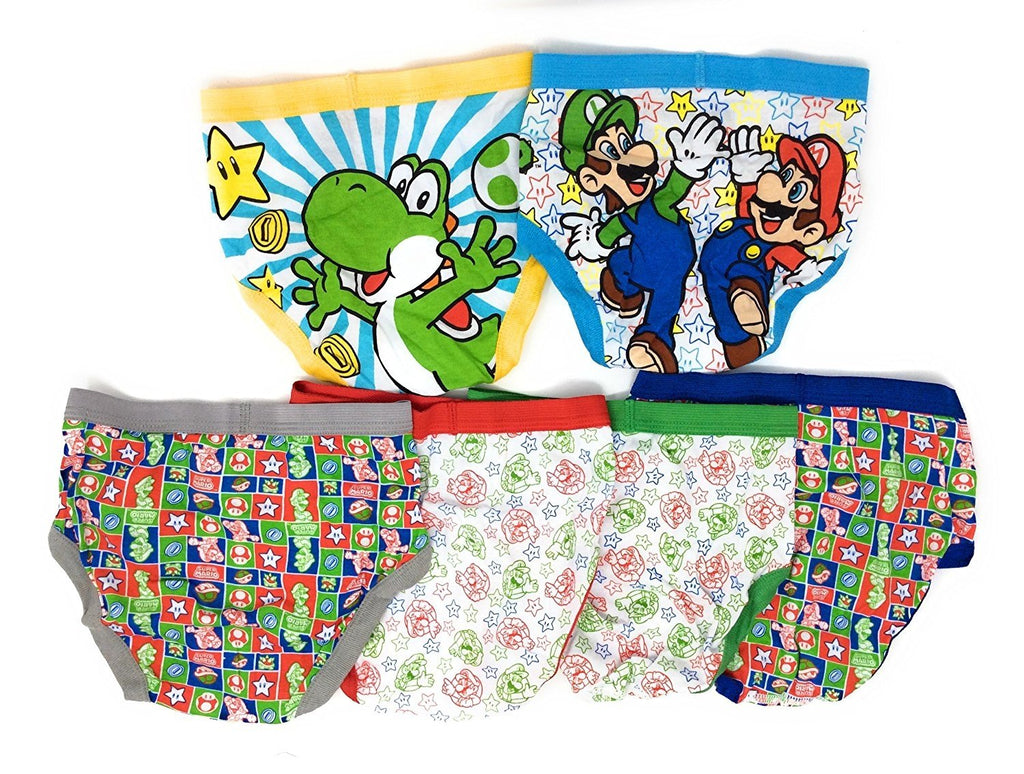 Super Mario Bros 6-Pack Boys Briefs Underwear Mario Luigi Yoshi