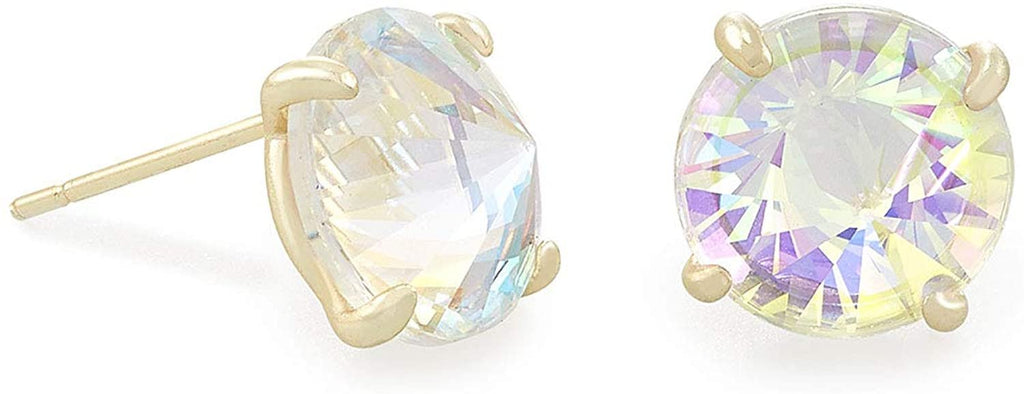 Jolie Gold Stud Earrings In Dichroic Glass