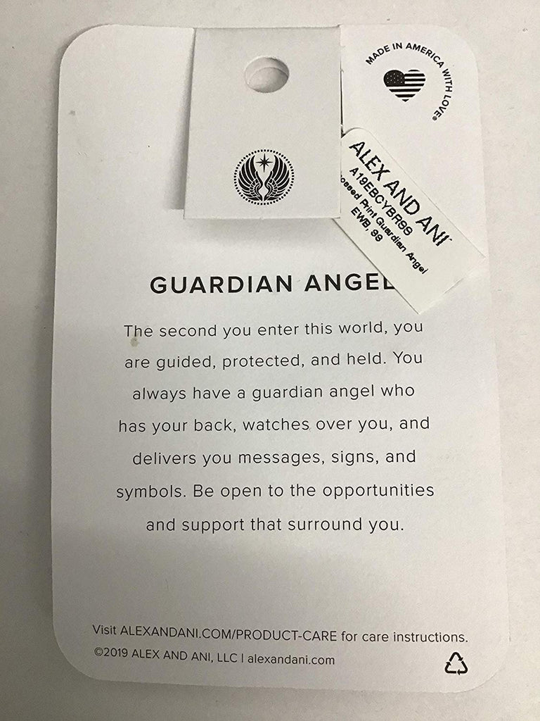 Alex and Ani Embossed Print Guardian Angel Bangle Bracelet Shiny Silver